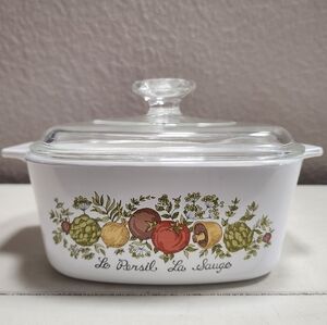 Vintage Corning Ware LE PERSIL LA SAUGE A-1 1/2 -B 1 1/2 w/ Pyrex A 7 C‎ Lid